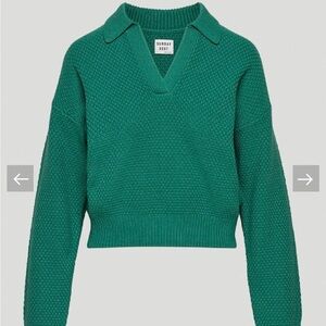 Sunday Best Lottie Aritzia Sweater Green XXS Merino Wool Blnd Academia Collegiat